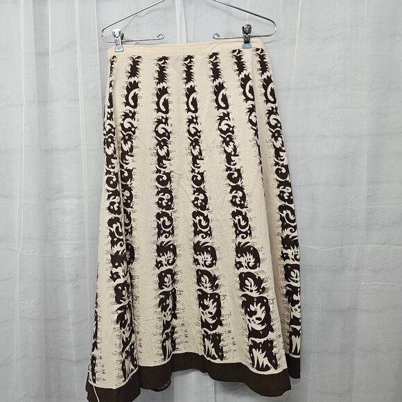 Vintage Route 66 Cream Brown Y2K Boho Skirt Midi Sequin Festival Hippie A-Line S - Picture 1 of 11